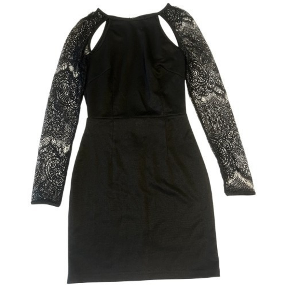 Tobi Black Lace Long Sleeve Cutout Bodycon Mini Dress Women's XS Cocktail Party